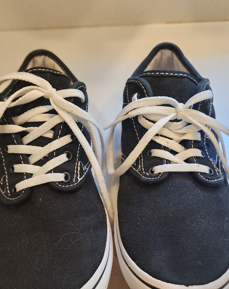 Vans NEW 7.5 Black White Laces Classic Canvas Sneakers